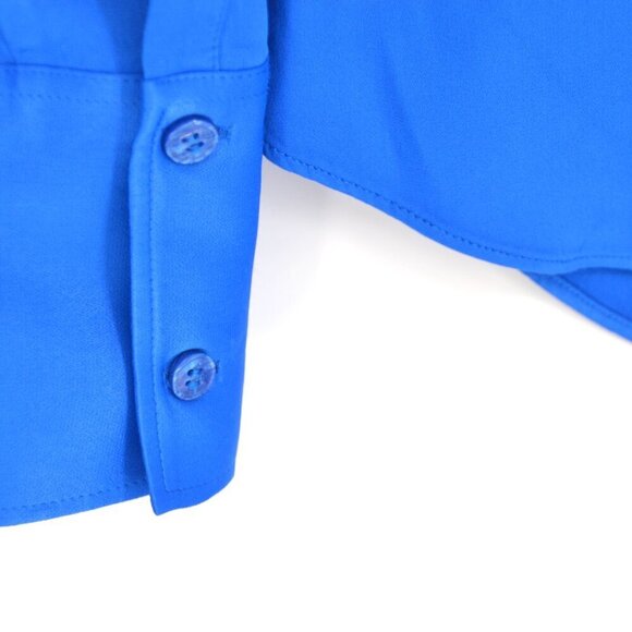 Zara Satin Effect Button Down Shirt Point Collar Long Sleeve Wide Cuff Blue S - Picture 5 of 10